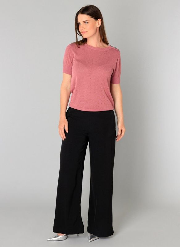 YEST - Burgunda Bottoms - Pantalon - Zwart