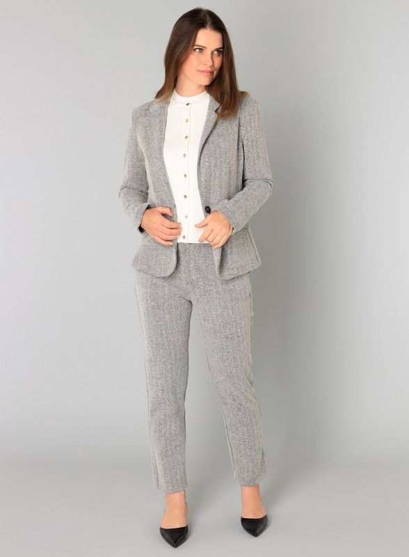 Yest - Getailleerde Blazer - Grijs Melange