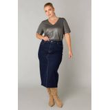 Yest - Curve - Spijkerrok - Dark Blue Denim - Midi Rok