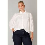 Yest Curve - Blouse - Ecru - Driekwart Mouwen - Knoopsluiting