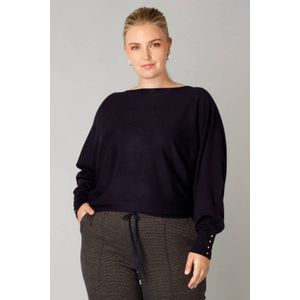 Yest Curve - Gebreide Trui - Donkerblauw - Lange Mouwen - Boothals