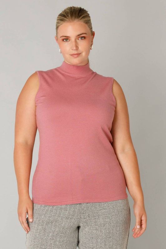 Yest Curve - Top - Oudroze - Mouwloos met Col