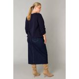 Yest Curve - Top - Donkerblauw - Driekwart Mouwen - Ronde Hals