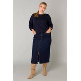 Yest Curve - Top - Donkerblauw - Driekwart Mouwen - Ronde Hals