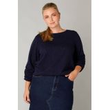 Yest Curve - Top - Donkerblauw - Driekwart Mouwen - Ronde Hals
