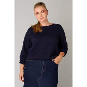 Yest Curve - Top - Donkerblauw - Driekwart Mouwen - Ronde Hals
