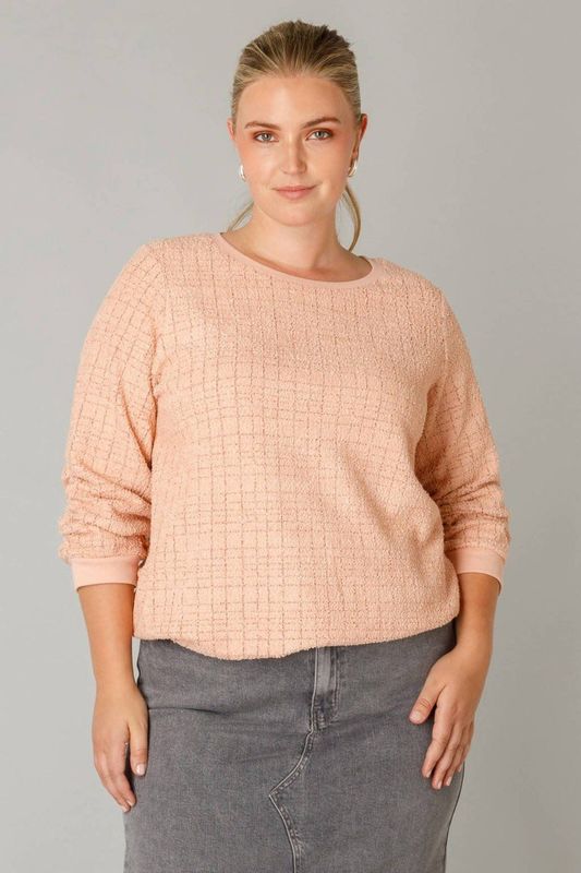 Yest Curve - Top - Zalm - Driekwart Mouwen - Lurex Details