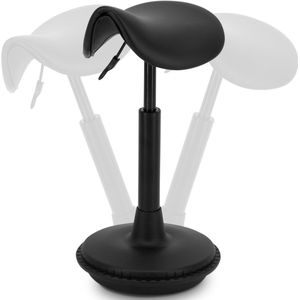 Wobblez® Zadelkruk - Ergonomische Bureaustoel voor Zit Sta Bureaus met een hoogte 80-95 cm - Wiebelkruk in hoogte verstelbaar van 55-75 cm - Zwarte zadelkruk met Zwarte zitting
