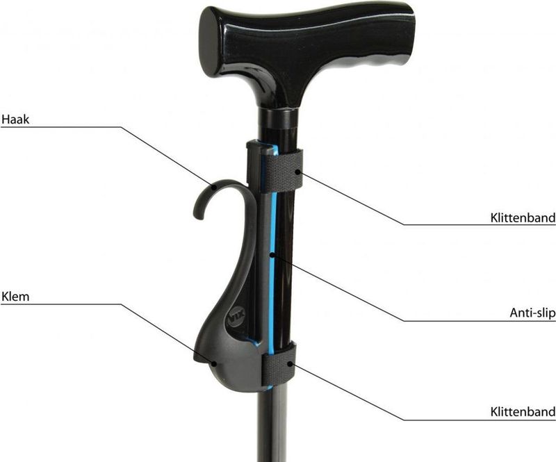 VIX - Jive - Wandelstokhouder - Zwart - Multifunctionele Stokhouder - 1 Stuks