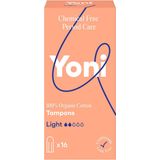 Yoni Tampons Light, Biologische Tampons vrij van chemicaliën en gemaakt van 100% gecertificeerd biologisch katoen, Zonder plastic toplaag Duurzaam en Hypoallergeen, 16 x Stuks