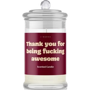 Grappige Cadeaus voor Vrouwen - Geurkaars met Tekst in Glas - Cotton - Fucking Awesome - Bedankt Cadeautje voor haar, vrouw, vriendin, mama, moeder, zus, oma - Valentijn Cadeautje voor Haar Hem