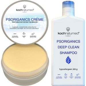 Psoriganics Psoriasis Crème & Deep Clean Shampoo, 100% natuurlijke ingrediënten , Hypoallergeen , Geschikt bij psoriasis en gevoelige huid
