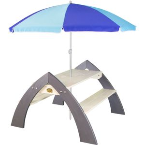 AXI Kylo XL Picknicktisch Grau/Weiß - Sonnenschirm Blau