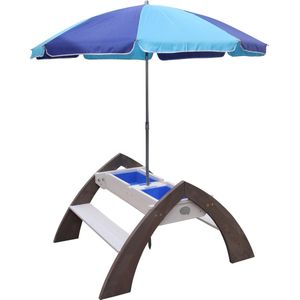 AXI Delta Zand & Water Picknicktafel in Grijs/wit met Parasol - FSC Hout - Zandtafel - Watertafel voor kinderen met parasol - Multifunctionele Picknick tafel