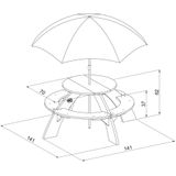 AXI Orion Picknicktafel Bruin/wit - Parasol Blauw