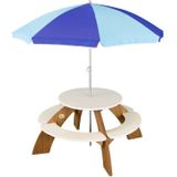 AXI Orion Picknicktafel Bruin/wit - Parasol Blauw