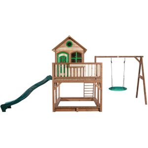 AXI Liam Speelhuis met Summer Nestschommel Bruin/groen - Groene Glijbaan