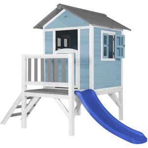 AXI Beach Lodge XL Speelhuis in Caribisch Blauw - Met Verdieping en Blauwe Glijbaan - Speelhuisje voor de tuin / buiten - FSC hout - Speeltoestel voor kinderen