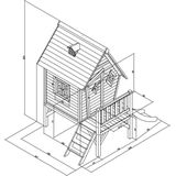 AXI Cabin XL Speelhuis Grijs/wit - Blauwe Glijbaan