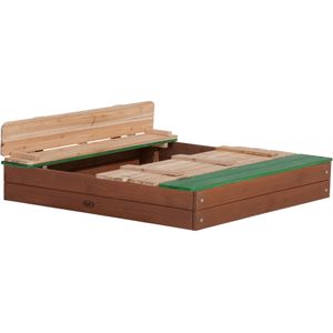 AXI Ella XL Houten Zandbak in Bruin/Groen - Met Zitbankjes en Deksel - FSC hout - 120x120x20cm - Zandbak voor kinderen