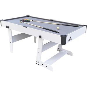 Cougar Hustle XL opklapbare Pooltafel Wit/Grijs - 6ft. Pooltafel voor thuis - Poolbiljart tafel inclusief één set poolballen, triangel, 2 keuen, biljartkrijt en een borstel - 183x91x79cm