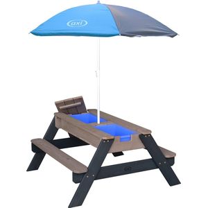 AXI Nick Zand & Water Picknicktafel Antraciet/Grijs - Parasol Grijs/Blauw