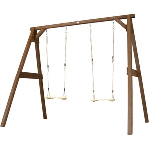 AXI 4-in-1 SportsFun in Bruin - 4-in-1 Frame voor schommel, voetbal, volleybal en tennis - Schommelframe met net voor diverse sporten - FSC hout