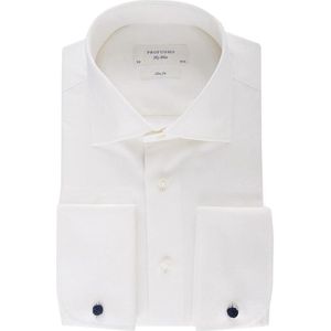 Profuomo Sky Blu overhemd ecru  dubbel manchet slim fit
