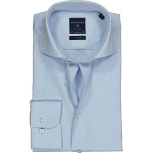 Profuomo slim fit overhemd - mouwlengte 72 cm - twill - lichtblauw - Strijkvrij - Boord