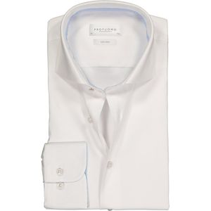Profuomo - Slim Fit Overhemd - Marine Blauw - 100% Katoen - Strijkvrij