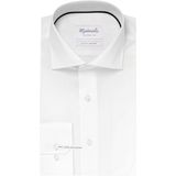 Michaelis - Effen Wit Overhemd - Katoen - Getailleerde Pasvorm - Extra Lange Mouwen