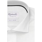 Michaelis - Effen Wit Overhemd - Katoen - Getailleerde Pasvorm - Extra Lange Mouwen