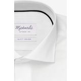 Michaelis - Effen Wit Overhemd - Katoen - Getailleerde Pasvorm - Extra Lange Mouwen