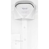 Michaelis - Effen Wit Overhemd - Katoen - Getailleerde Pasvorm - Extra Lange Mouwen