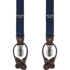 Profuomo Blauwe bretels met smalle banden in exclusieve uitvoering