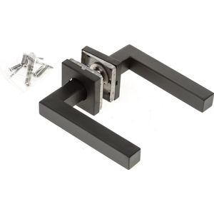 Deurklink BASICS BSQ1-G op vierkant rozet mat zwart