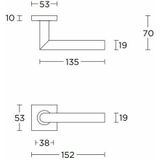 FORMANI Deurkruk BASIC LBII-19BSQR53 op geveerd rozet mat RVS