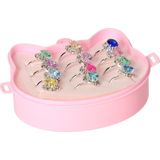 Ringenset Hart - 12st. - Zilverkleurig - Verstelbare Kinderringen