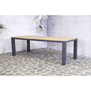 Industriële TEAK tuintafel met aluminium onderstel 180x90 - 240x100 cm-240x100