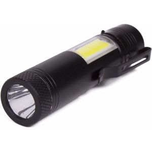 Hofftech Mini Zaklamp met Clip - LED  COB - 1 Watt - Zwart