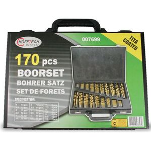 Benson Tools 170-teiliges Bohrerset aus HSS-Material mit Titanbeschichtung, inklusive Metallkoffer, ideal für Stahl, Gusseisen, Kunststoffe und