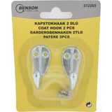 Benson Metalen kapstokhaken - Dubbele haken - 4 x 2.5 x 3.5 cm - 2 stuks