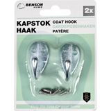 Benson Metalen kapstokhaken - Dubbele haken - 4 x 2.5 x 3.5 cm - 2 stuks