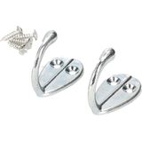 Benson Metalen kapstokhaken - Dubbele haken - 4 x 2.5 x 3.5 cm - 2 stuks