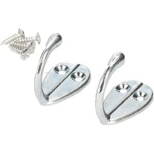 Benson Metalen kapstokhaken - Dubbele haken - 4 x 2.5 x 3.5 cm - 2 stuks