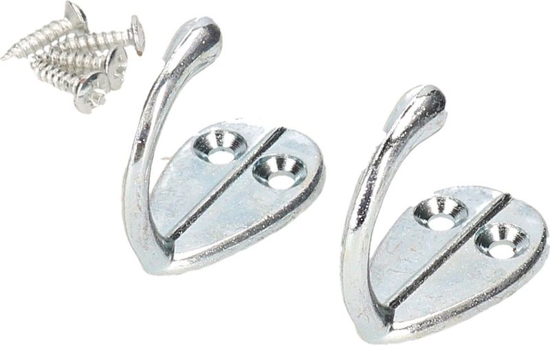 Benson Metalen kapstokhaken - Dubbele haken - 4 x 2.5 x 3.5 cm - 2 stuks