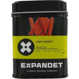 Pluggen - Expandet light rosett rood 6 x 50 mm 10 stuks