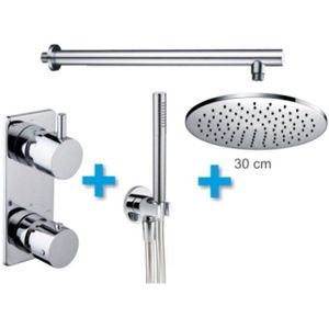 Thermostatische Inbouw Regendouche Set Wiesbaden Type 4 Plafondarm 30 cm Rond