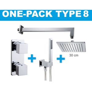 Wiesbaden Regendouche - Type 8 - Inbouw - Complete set - Vierkant - ø 30 cm