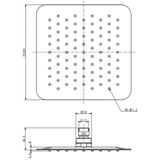 Wiesbaden UFO Luxe hoofddouche vierkant 200mm Ultra plat chroom